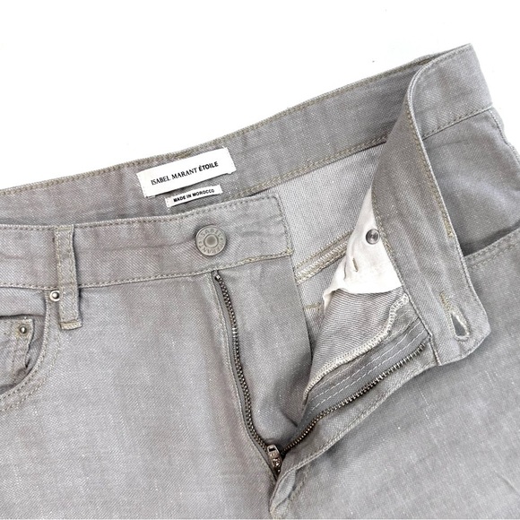Isabel Marant Etoile US 4/FR 36/small stretch linen-blend gray cropped pants - Picture 6 of 13